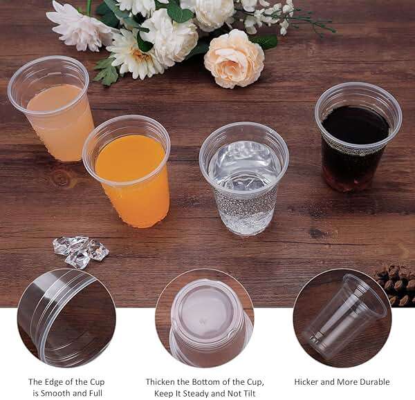 Disposable Clear Plastic Cups - 100 Pack, 14 Oz Water Cups - Image 5