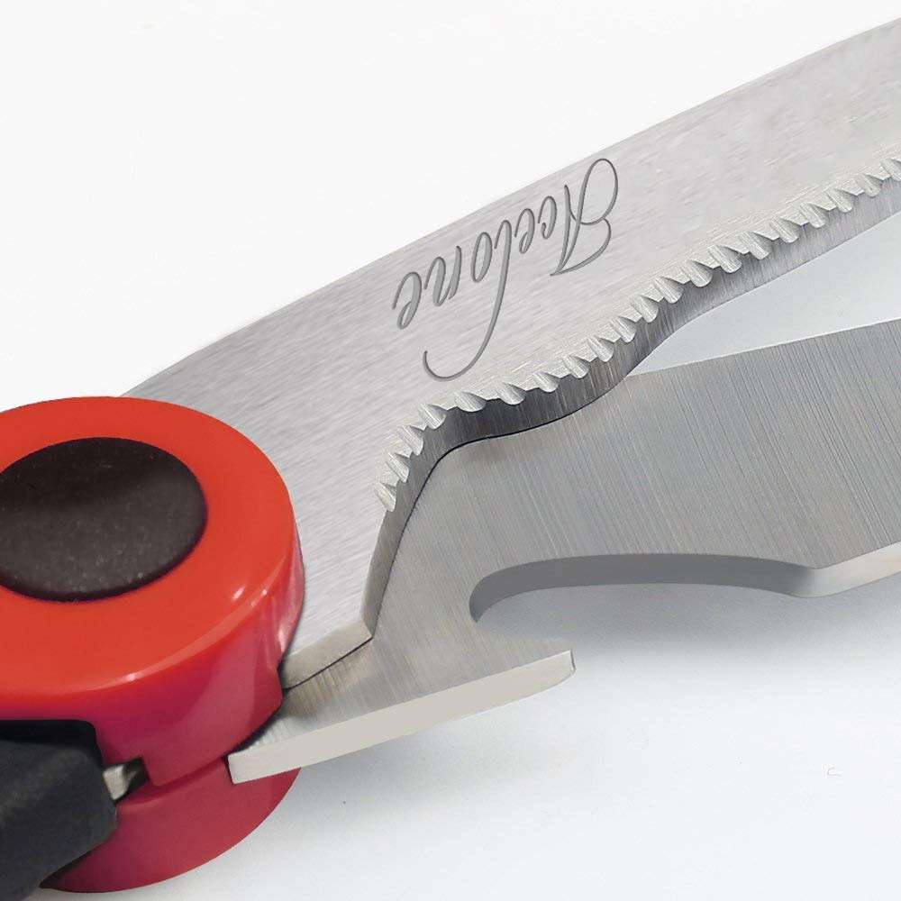 Kitchen Shears, Acelone Premium Heavy Duty Shears Ultra Sharp Stainless Steel Multi-function Kitchen Scissors for Chicken/Poultry/Fish/Meat/Vegetables/Herbs/BBQ… (Red black) - Image 6