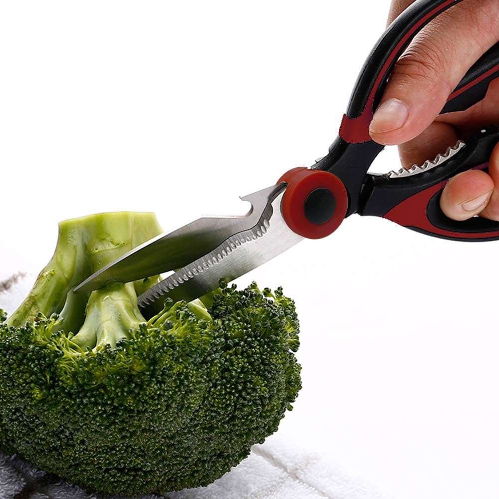 Kitchen Shears, Acelone Premium Heavy Duty Shears Ultra Sharp Stainless Steel Multi-function Kitchen Scissors for Chicken/Poultry/Fish/Meat/Vegetables/Herbs/BBQ… (Red black) - Image 7