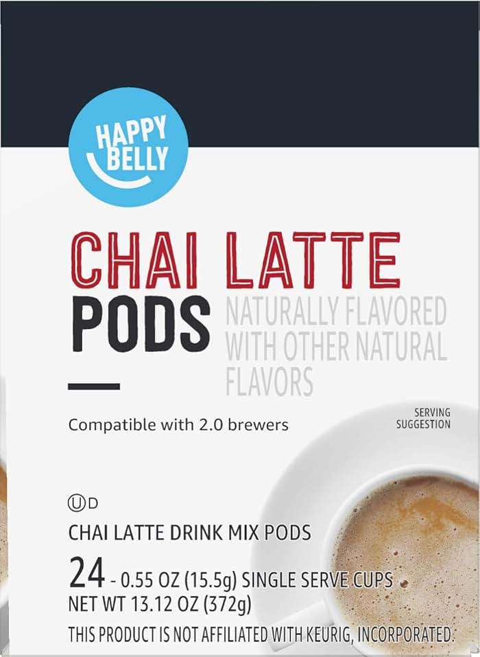 Amazon Brand - Happy Belly Tea Pods Compatible with 2.0 K-Cup Brewers, Chai Latte, 24 Count (Previously Solimo) - Image 3