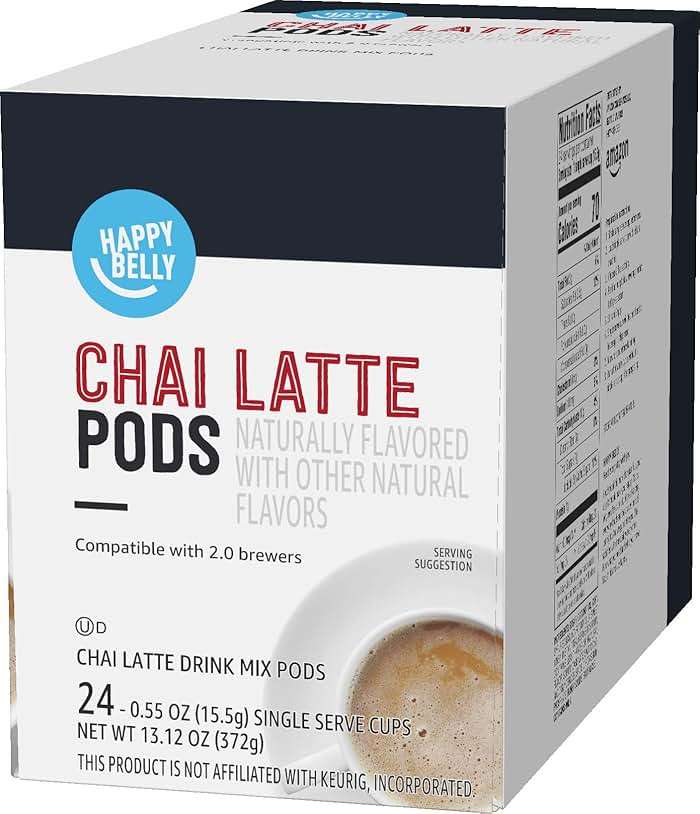 Amazon Brand - Happy Belly Tea Pods Compatible with 2.0 K-Cup Brewers, Chai Latte, 24 Count (Previously Solimo) - Image 6