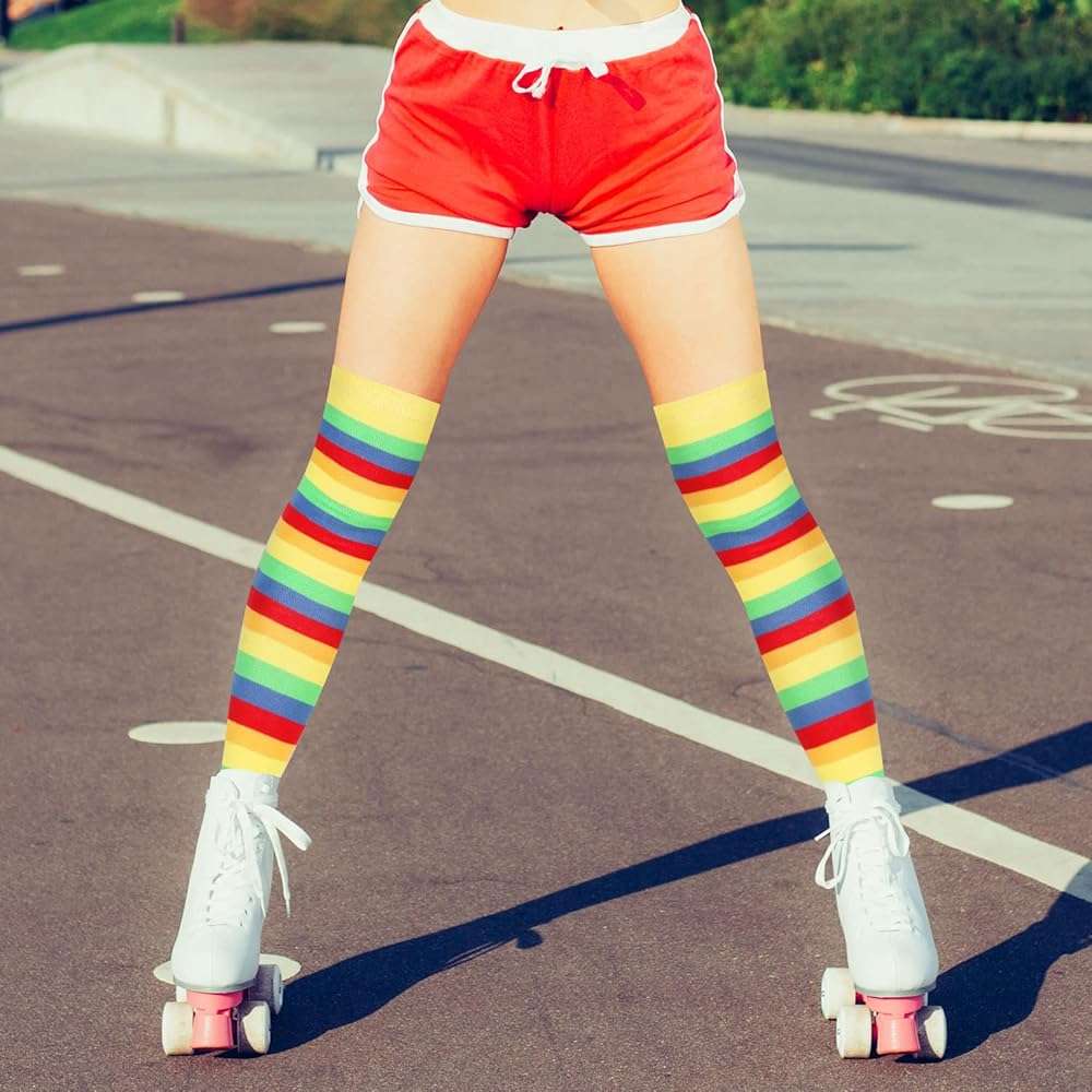 Benefeet Sox Clown Thigh High Socks for Women Girls Colorful Vibrant Polka Dot Rainbow Over the Knee Sock Cotton Novelty Sock - Image 3