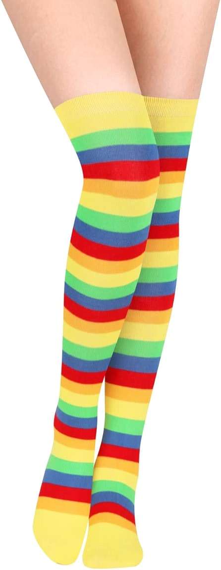 Benefeet Sox Clown Thigh High Socks for Women Girls Colorful Vibrant Polka Dot Rainbow Over the Knee Sock Cotton Novelty Sock - Image 4