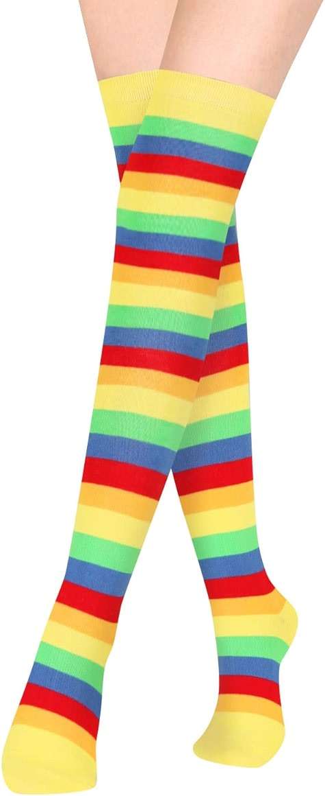 Benefeet Sox Clown Thigh High Socks for Women Girls Colorful Vibrant Polka Dot Rainbow Over the Knee Sock Cotton Novelty Sock - Image 6