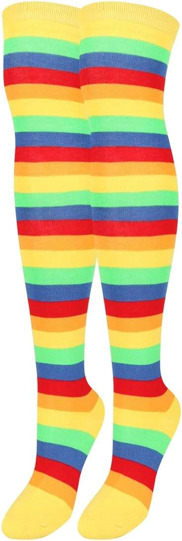 Benefeet Sox Clown Thigh High Socks for Women Girls Colorful Vibrant Polka Dot Rainbow Over the Knee Sock Cotton Novelty Sock - Image 8