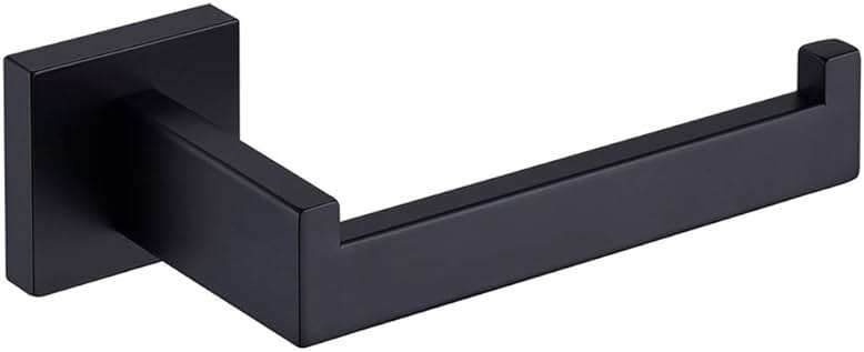 TASTOS Toilet Paper Holder Matte Black, Toilet Tissue Roll Holders Dispenser and Hangers Wall Mounted for Bathroom & Kitchen, Stainless Steel Modern Square Style - Image 1