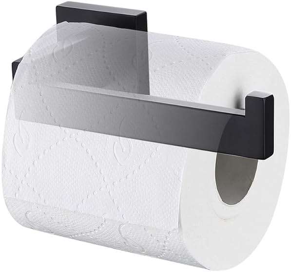 TASTOS Toilet Paper Holder Matte Black, Toilet Tissue Roll Holders Dispenser and Hangers Wall Mounted for Bathroom & Kitchen, Stainless Steel Modern Square Style - Image 3