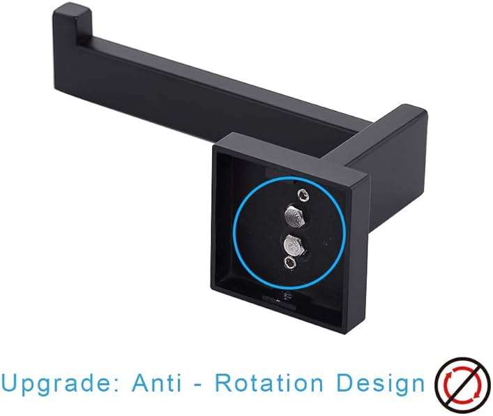 TASTOS Toilet Paper Holder Matte Black, Toilet Tissue Roll Holders Dispenser and Hangers Wall Mounted for Bathroom & Kitchen, Stainless Steel Modern Square Style - Image 8