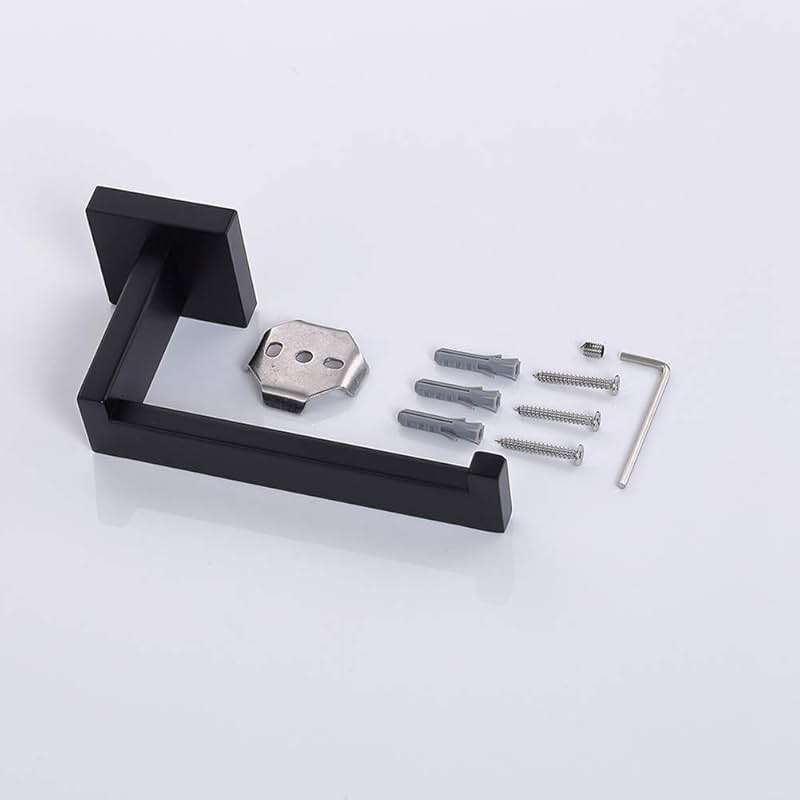 TASTOS Toilet Paper Holder Matte Black, Toilet Tissue Roll Holders Dispenser and Hangers Wall Mounted for Bathroom & Kitchen, Stainless Steel Modern Square Style - Image 9