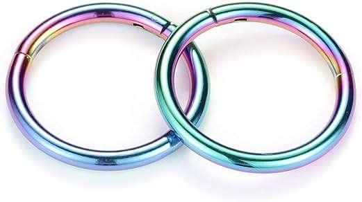GAGABODY 2 Pcs Nose Rings 20G 18G 16G 14G 12G 10G 8G Surgical Steel Piercing Rings for Nose Septum Cartilage Helix Tragus Conch Rook Daith Lobe from 5mm to 16mm Seamless Hoop Unisex Hinged Earrings - Image 2