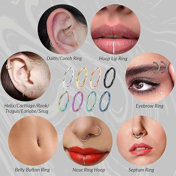 GAGABODY 2 Pcs Nose Rings 20G 18G 16G 14G 12G 10G 8G Surgical Steel Piercing Rings for Nose Septum Cartilage Helix Tragus Conch Rook Daith Lobe from 5mm to 16mm Seamless Hoop Unisex Hinged Earrings - Image 6