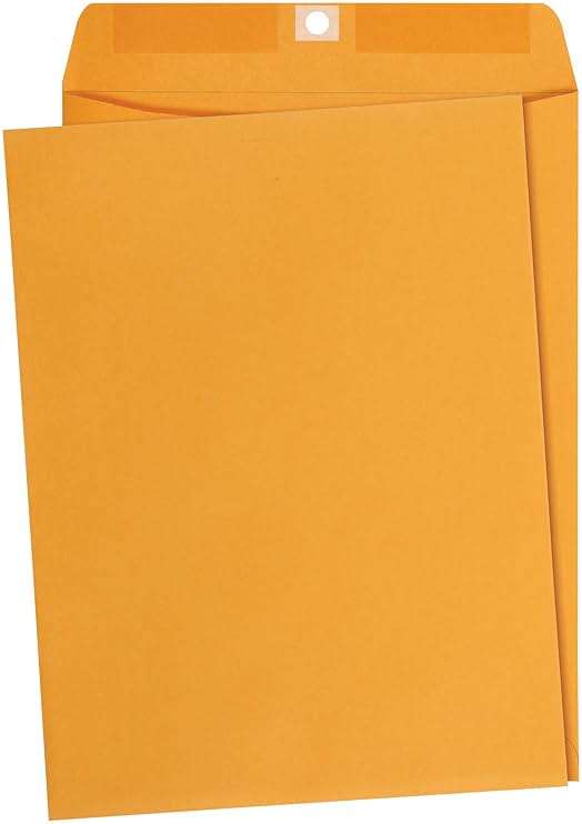 Amazon Basics Clasp Kraft Envelopes for Documents, Gummed Mailing Envelope, 9" x 12", 100-Pack - Image 1