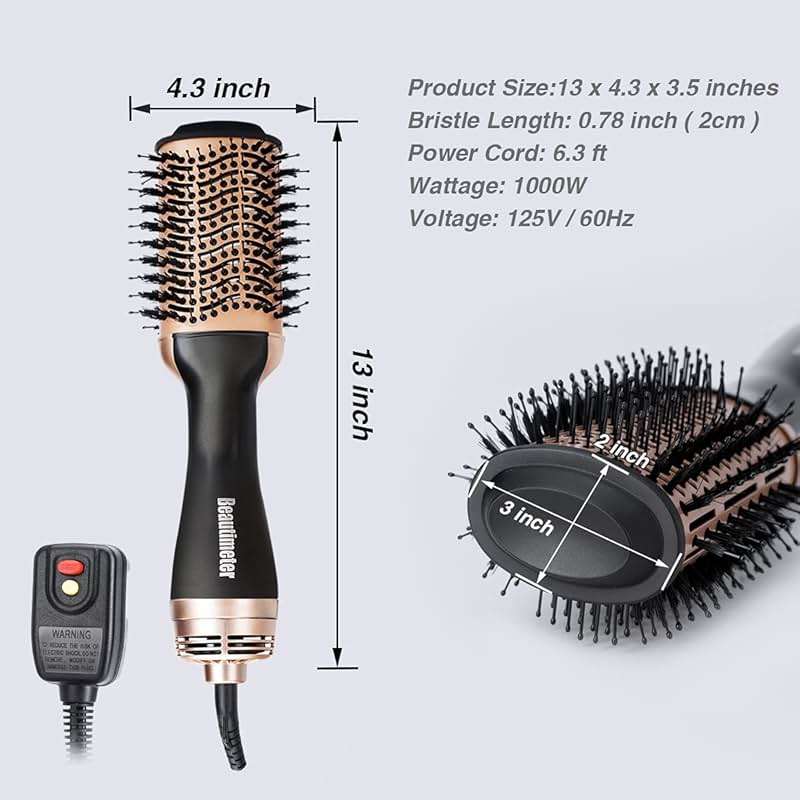 Beautimeter Blow Dryer Brush, Hot Air Brush One Step Hair Dryer and Styler Volumizer, 4 in 1 Negative Ionic Hair Styler with Oval Barrel for Smooth, Frizz-Free Hair Types, Black & Gold - Image 7