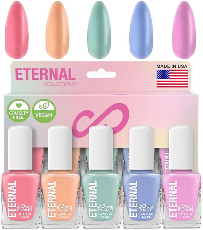 Eternal Pastel Nail Polish Sets for Women (CANDY PASTELS) - Pastel Nail Polish Set for Girls - Long Lasting & Quick Dry Nail Polish Set for Home DIY Manicure Pedicure - Made in USA, 13.5mL (Set of 5) - Image 1