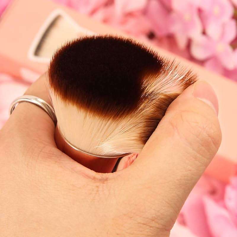 DUcare Foundation Brush for Liquid Makeup,Flat Top Kabuki Foundation Brushes - Premium Makeup Brush for Liquid, Cream, Powder,Buffing, Blending,Pink - Image 2