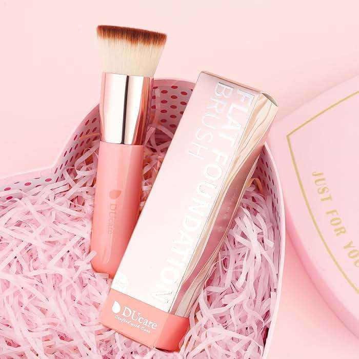 DUcare Foundation Brush for Liquid Makeup,Flat Top Kabuki Foundation Brushes - Premium Makeup Brush for Liquid, Cream, Powder,Buffing, Blending,Pink - Image 6