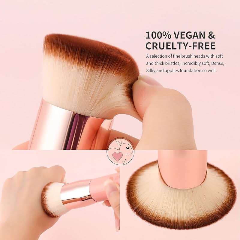 DUcare Foundation Brush for Liquid Makeup,Flat Top Kabuki Foundation Brushes - Premium Makeup Brush for Liquid, Cream, Powder,Buffing, Blending,Pink - Image 8