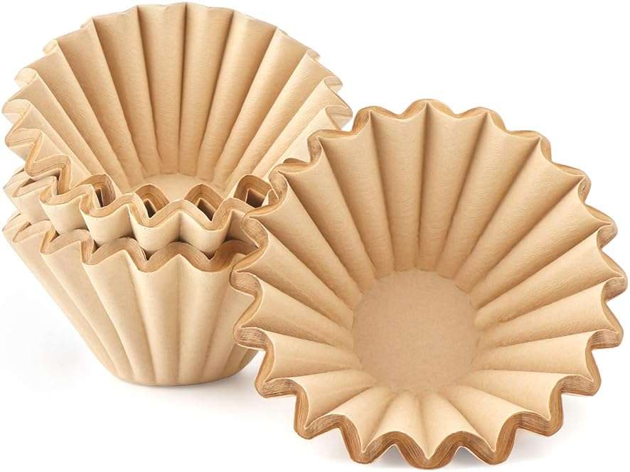 EUSOAR 1-4 Cup Disposable Coffee Filters, 100 count Filter Replacement, Natural Brown Unbleached, fit small Basket Style Single Serve Coffee Makers, for Home Office Use Pour Over and Drip Coffee Maker - Image 1