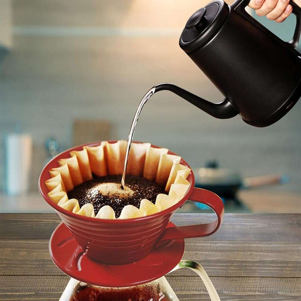 EUSOAR 1-4 Cup Disposable Coffee Filters, 100 count Filter Replacement, Natural Brown Unbleached, fit small Basket Style Single Serve Coffee Makers, for Home Office Use Pour Over and Drip Coffee Maker - Image 2