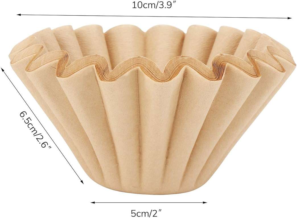 EUSOAR 1-4 Cup Disposable Coffee Filters, 100 count Filter Replacement, Natural Brown Unbleached, fit small Basket Style Single Serve Coffee Makers, for Home Office Use Pour Over and Drip Coffee Maker - Image 3