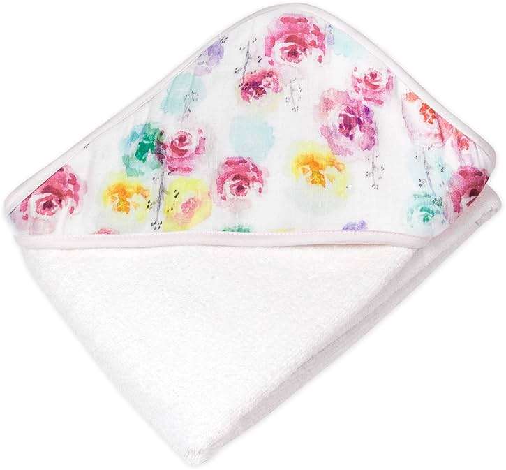 HonestBaby Unisex Baby 2-Pack Organic Cotton Hooded Towels Bandana, Rose Blossom, One Size US - Image 3