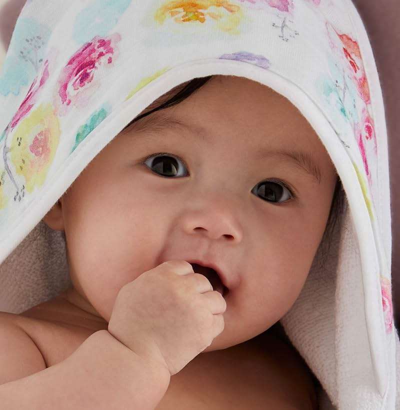 HonestBaby Unisex Baby 2-Pack Organic Cotton Hooded Towels Bandana, Rose Blossom, One Size US - Image 5