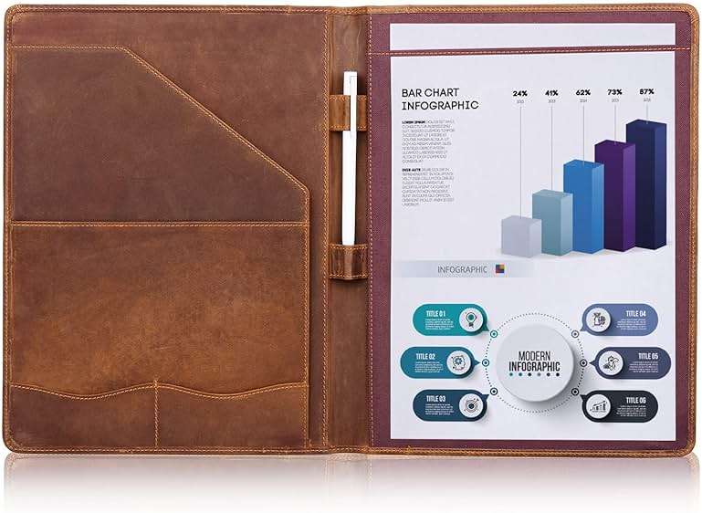 Jack&Chris Leather Portfolio, A4 Document Folder Legal Pad Padfolio, Professional Writing Letter Notepad Clipboard Sleeve Organizer, Resume Folio Binder for Men&Women,JC1823 - Image 1