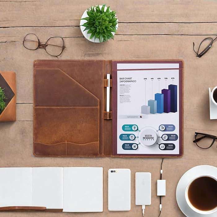 Jack&Chris Leather Portfolio, A4 Document Folder Legal Pad Padfolio, Professional Writing Letter Notepad Clipboard Sleeve Organizer, Resume Folio Binder for Men&Women,JC1823 - Image 7