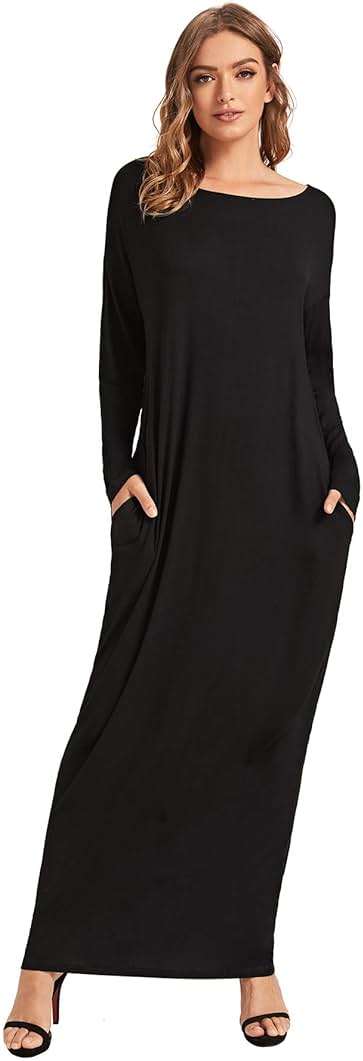 Verdusa Women's Long Sleeve Pocketed Loose Long Lounge Maxi Dress - Image 2