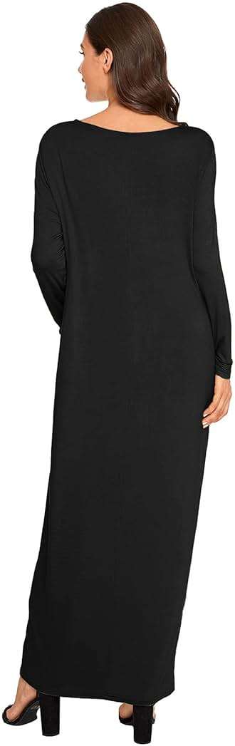 Verdusa Women's Long Sleeve Pocketed Loose Long Lounge Maxi Dress - Image 3