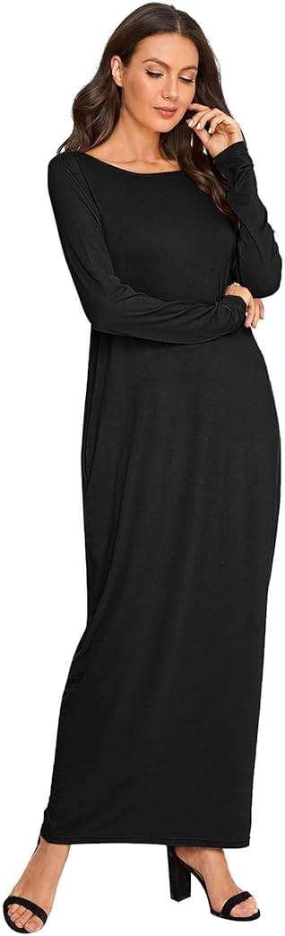 Verdusa Women's Long Sleeve Pocketed Loose Long Lounge Maxi Dress - Image 4