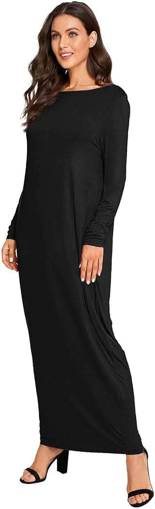 Verdusa Women's Long Sleeve Pocketed Loose Long Lounge Maxi Dress - Image 5