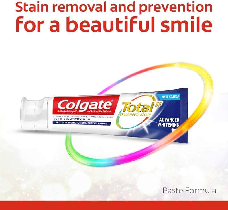 Colgate Colgate Total Advanced Whitening Toothpaste with Fluoride, Multi Benefit Toothpaste with Sensitivity Relief and Cavity Protection - 5.1 ounce (2 Pack), 5.1 Ounce (Pack of 2), 10.2 Ounce - Image 4