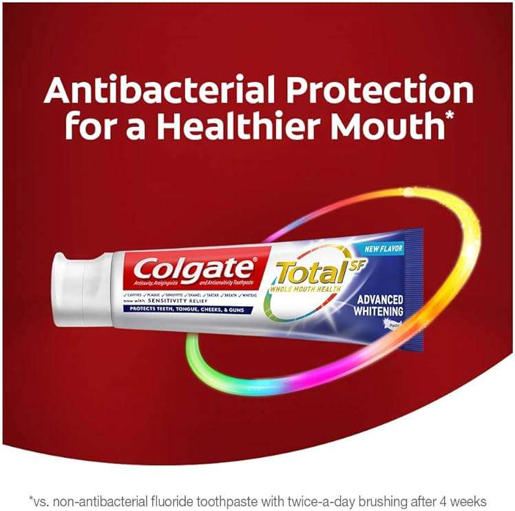 Colgate Colgate Total Advanced Whitening Toothpaste with Fluoride, Multi Benefit Toothpaste with Sensitivity Relief and Cavity Protection - 5.1 ounce (2 Pack), 5.1 Ounce (Pack of 2), 10.2 Ounce - Image 5