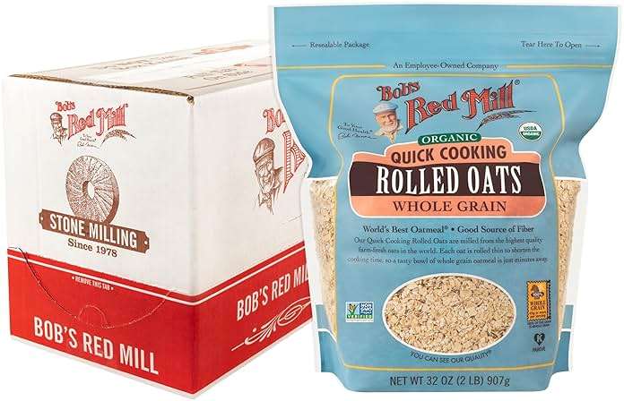 Bob's Red Mill Organic Quick Cooking Rolled Oats, 32oz (Pack of 4) - Organic, Non GMO, Whole Grain, Vegan, Kosher - Image 1