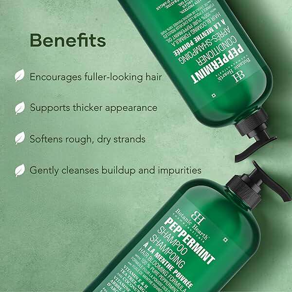 Botanic Hearth Peppermint Oil Shampoo And Conditioner Set | Hair Blooming Formula With Keratin | Fights Hair Loss | Sulfate Free For Men And Women | 16 Fl Oz X 2 - Image 3