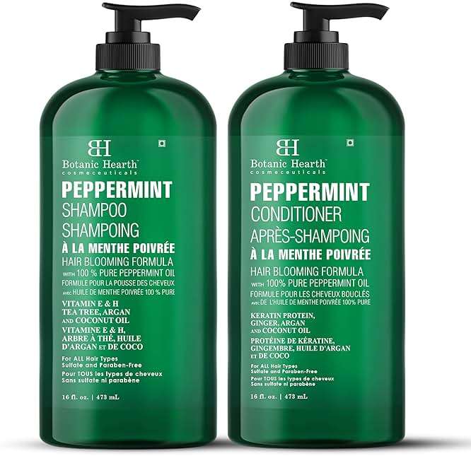 Botanic Hearth Peppermint Oil Shampoo And Conditioner Set | Hair Blooming Formula With Keratin | Fights Hair Loss | Sulfate Free For Men And Women | 16 Fl Oz X 2 - Image 8