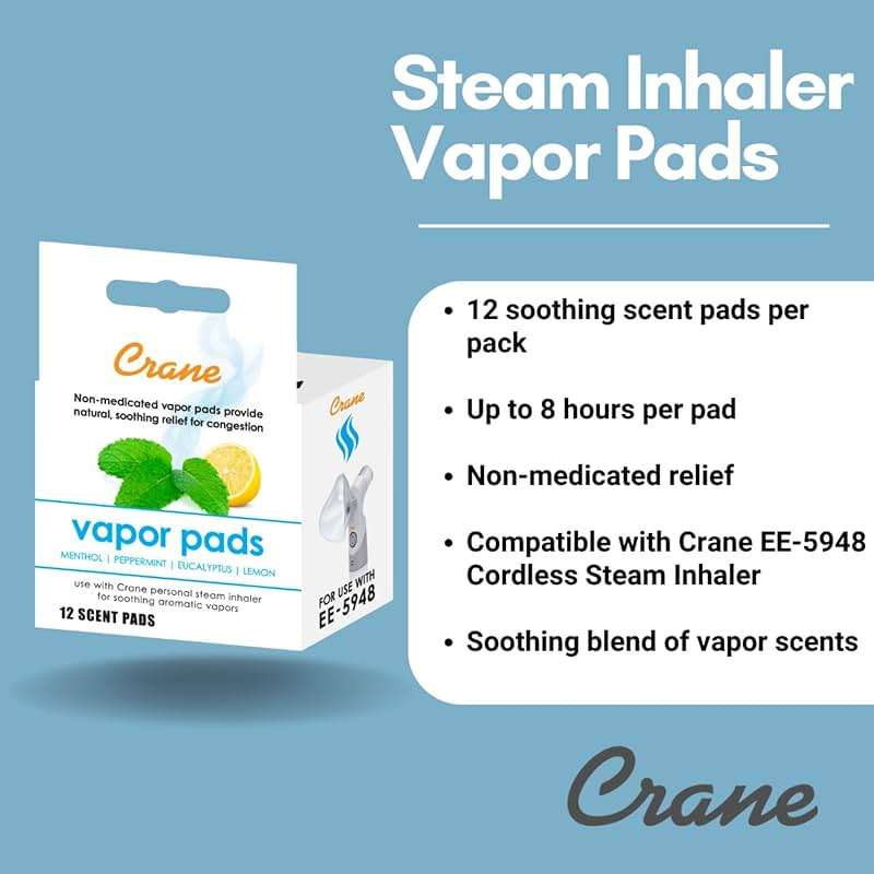Crane Vapor Pads for EE-5948 Cordless Personal Steam Inhaler, White, 12 Count (Pack of 1) - Image 4
