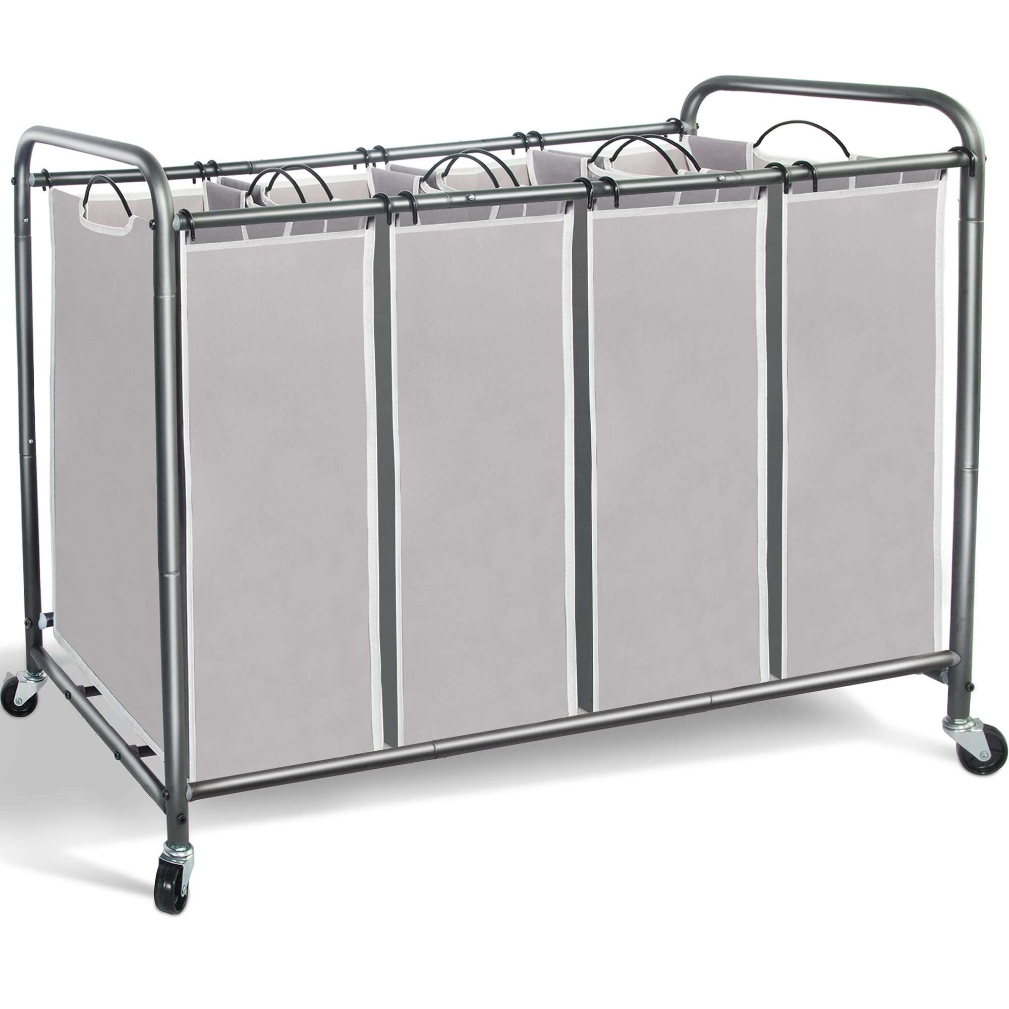 STORAGE MANIAC Laundry Sorter 4 Section, 47.5 Gal (180 L) Laundry Hamper with Wheels, Clothes Divider Basket Sorter, Separator Hamper Cart with Removable Bags, Gray - Image 1