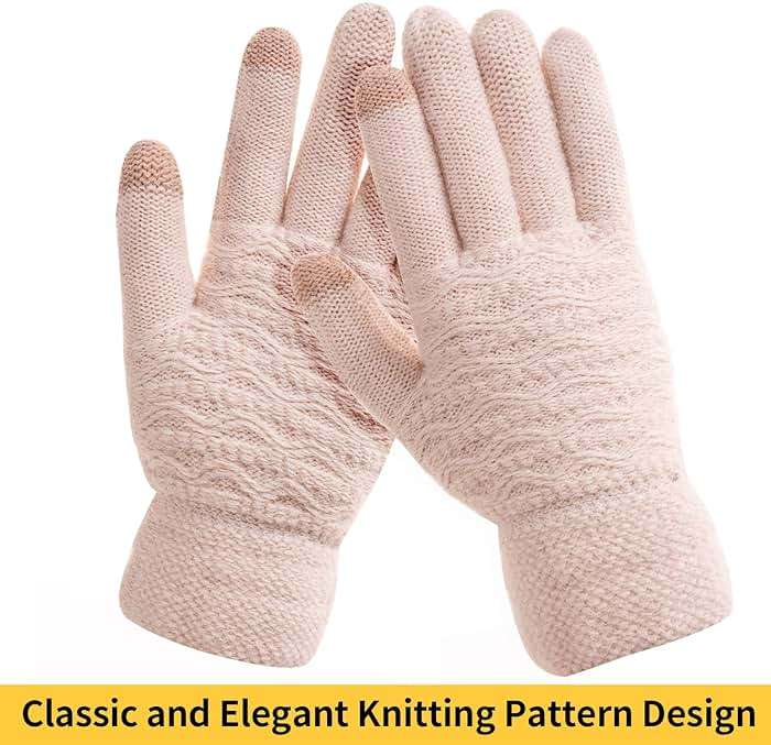 FENELY Women's Winter Warm Touch Screen Gloves Womens Thermal Cable Knit Wool Fleece Lined Glove for Cold Weather - Image 3