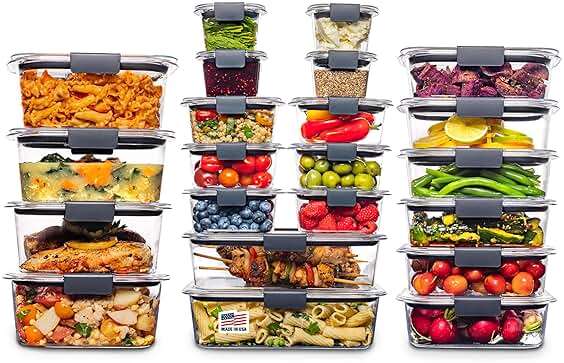 Rubbermaid Brilliance BPA Free 44-Piece Food Storage Containers Set Airtight Leak-Proof with Lids for Meal Prep Lunch and Leftovers - Image 1