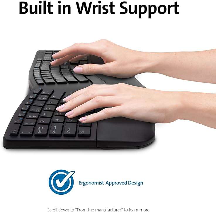 Kensington Pro Fit Ergonomic Wireless Keyboard and Mouse - Black (K75406US) - Image 3