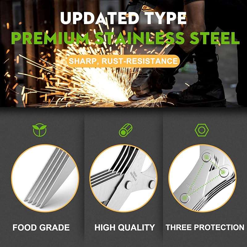 Herb Scissors with 5 Blades and Cover, Kitchen Herb Cutter with Cleaning Comb, Stainless Steel Multi Blade Herb Shears for Basil Parsley Cilantro, Easy Clean Cooking Tool, Unique Kitchen Gadgets Gift - Image 3