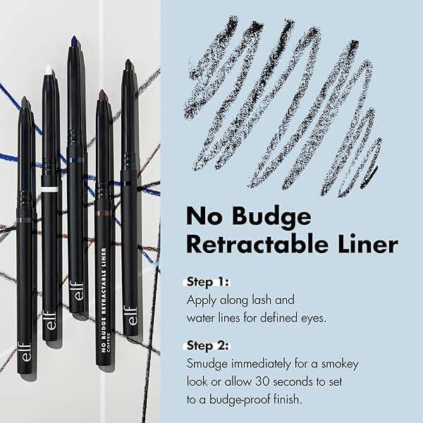 e.l.f. No Budge Retractable Eyeliner, Creamy, Ultra-Pigmented & Waterproof, Creates Bold & Defined Lines, Vegan & Cruelty-Free, Coffee - Image 3