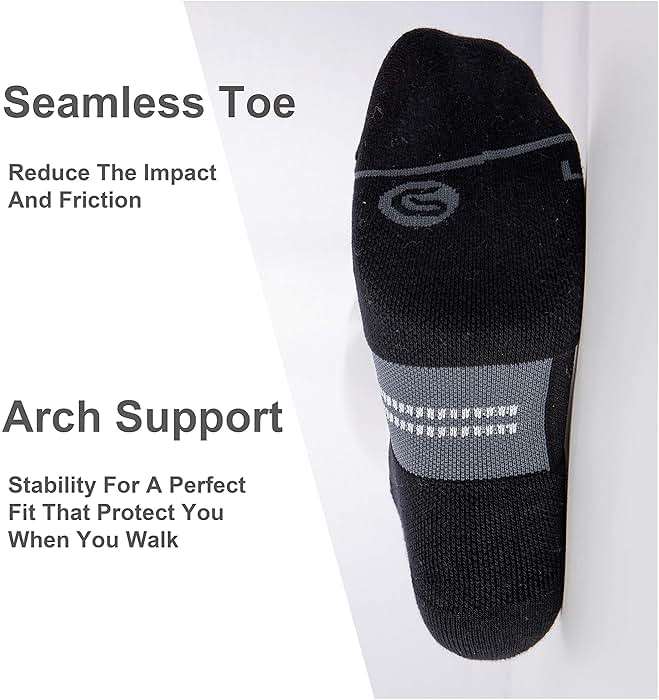 CS CELERSPORT Men's Ankle Running Socks with Cushion, Arch Support Low Cut Athletic Tab Socks for Men Women 6 Pack - Image 4