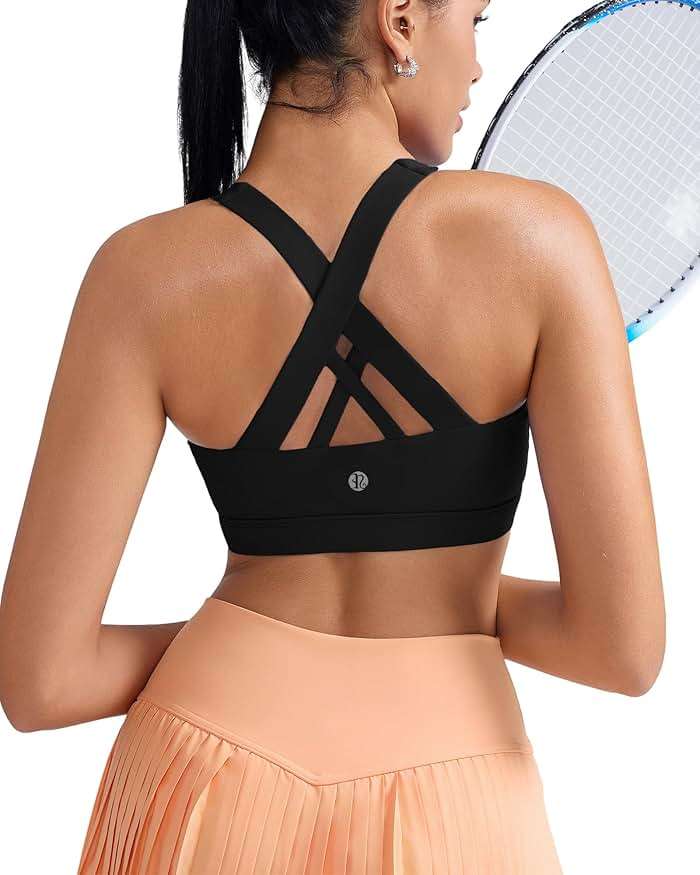 RUNNING GIRL Sports Bras for Women,Padded Strappy Sports Bras Criss-Cross Back Medium Support Sports Bras with Removable Cups - Image 3