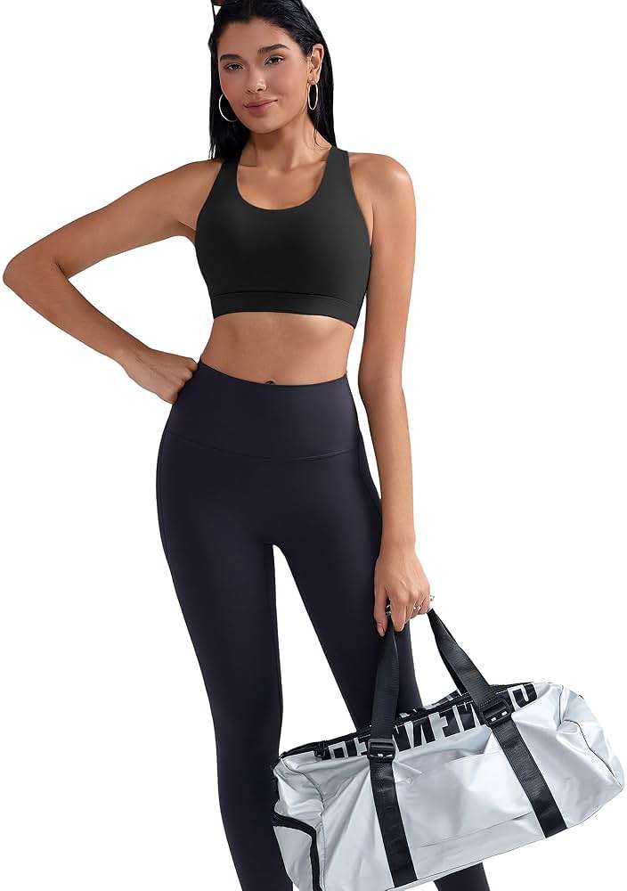RUNNING GIRL Sports Bras for Women,Padded Strappy Sports Bras Criss-Cross Back Medium Support Sports Bras with Removable Cups - Image 4