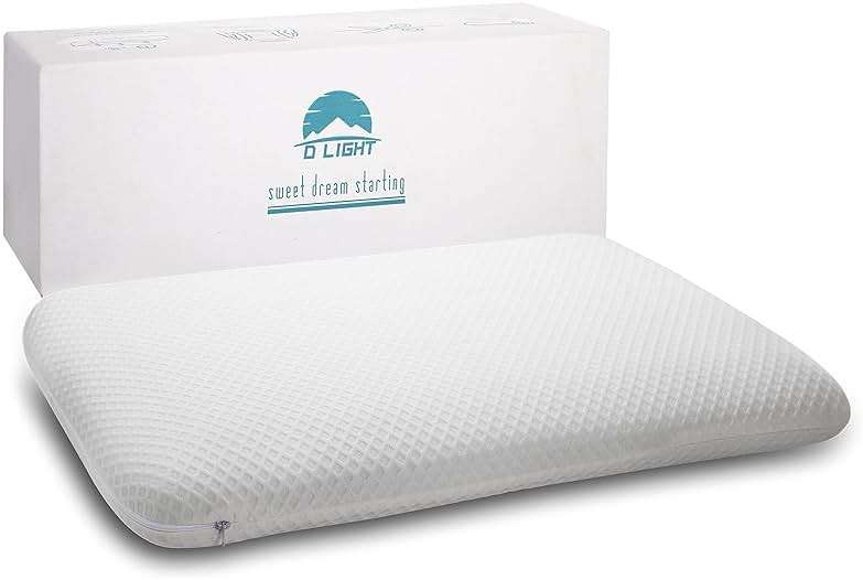 DLIGHT BD Slim 3.2" Stomach Sleeping Memory Foam Pillow-Thin, Flat, Soft Yet Supportative for Belly, Back& Stomach Sleepers - Image 1