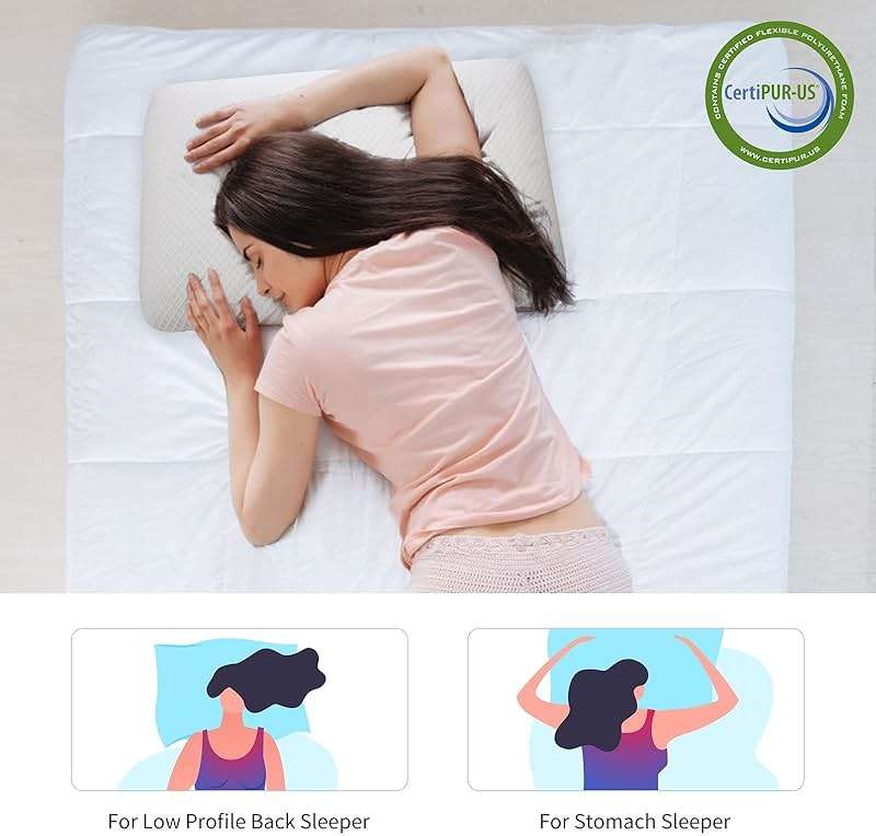 DLIGHT BD Slim 3.2" Stomach Sleeping Memory Foam Pillow-Thin, Flat, Soft Yet Supportative for Belly, Back& Stomach Sleepers - Image 6