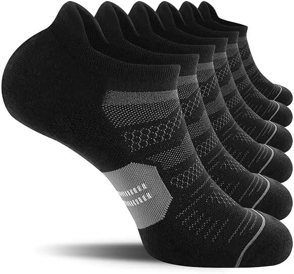 CS CELERSPORT Men's Ankle Running Socks with Cushion, Arch Support Low Cut Athletic Tab Socks for Men Women 6 Pack - Image 1